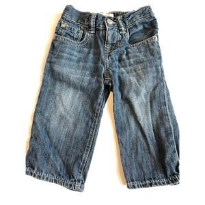 Baby Gap jeans straight leg elastic waist blue denim pockets Size 12-18 months.